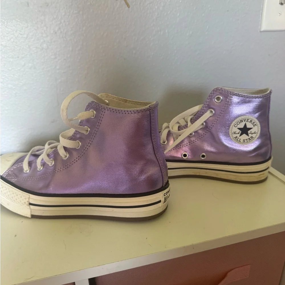 Converse Kids Purple High-Top Sneakers with White Laces